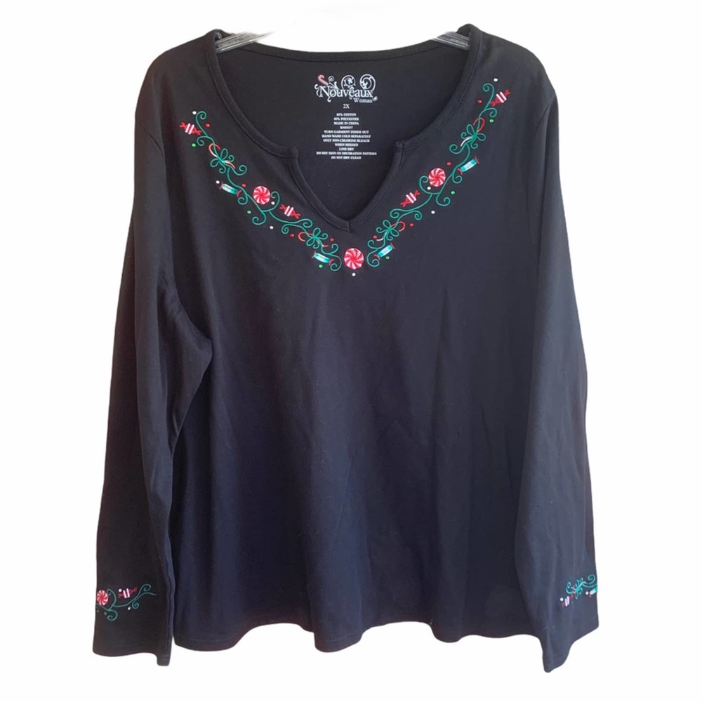 Nouveaux Woman Xmas Candy T-Shirt 2X
